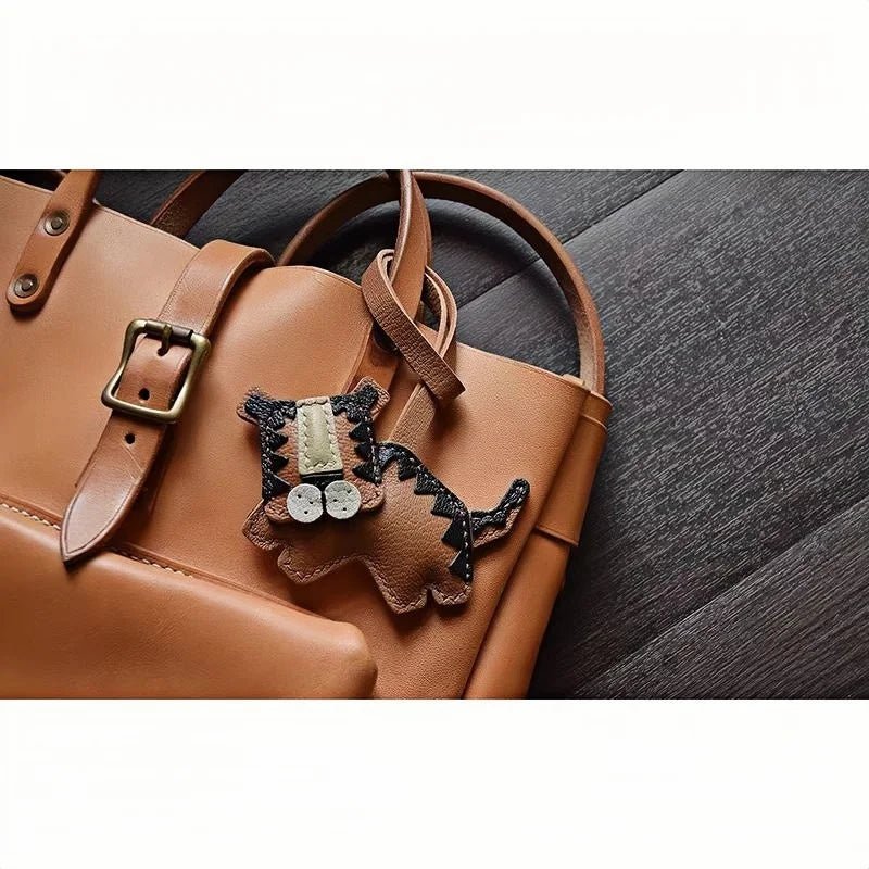Handcrafted Leather Tiger Bag Charm – Unique Designer Keychain & Accessories Gift - Tomlynam