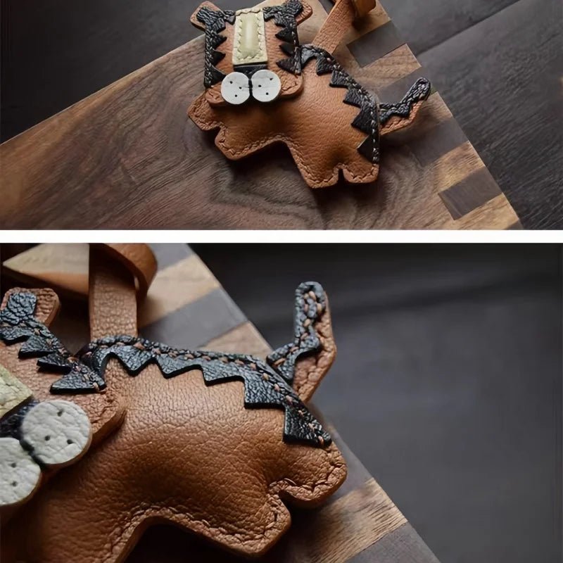 Handcrafted Leather Tiger Bag Charm – Unique Designer Keychain & Accessories Gift - Tomlynam