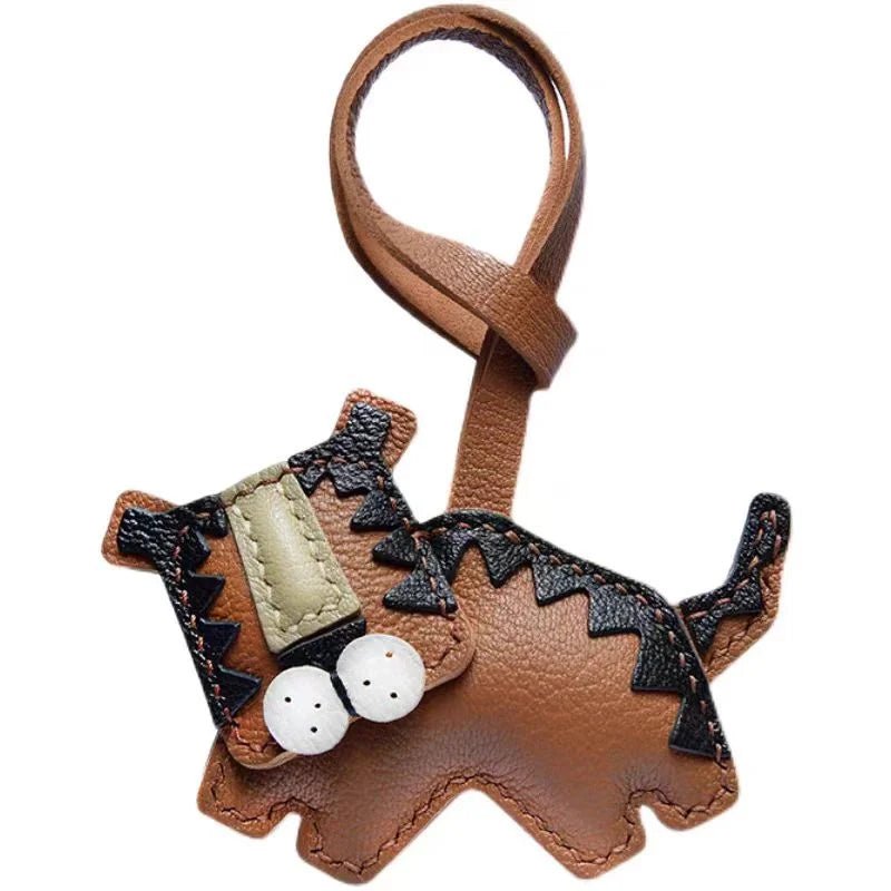 Handcrafted Leather Tiger Bag Charm – Unique Designer Keychain & Accessories Gift - Tomlynam
