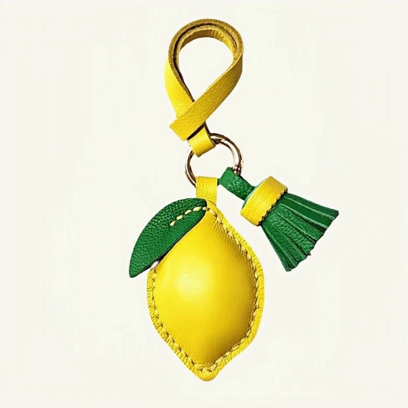 Handcrafted Lemon Bag Charm – Full - Grain Lambskin Key Accessory with Tassel, Artisan Design, Ideal Gift for Couples and Friends - Tomlynam