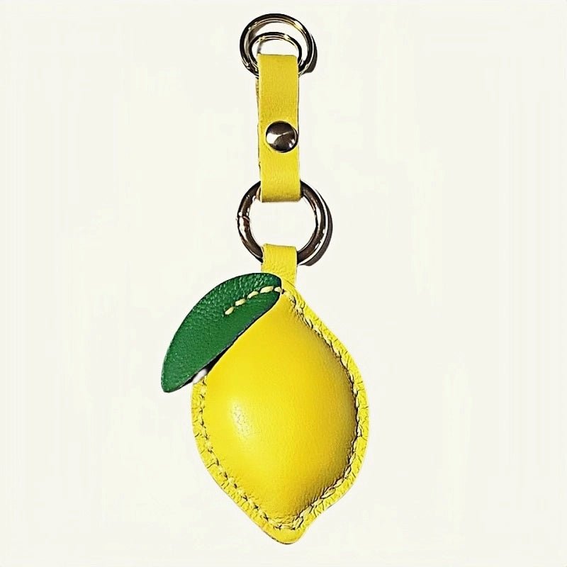 Handcrafted Lemon Bag Charm – Full - Grain Lambskin Key Accessory with Tassel, Artisan Design, Ideal Gift for Couples and Friends - Tomlynam