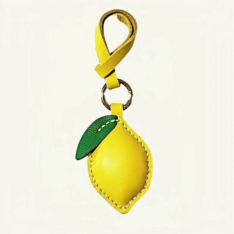 Handcrafted Lemon Bag Charm – Full - Grain Lambskin Key Accessory with Tassel, Artisan Design, Ideal Gift for Couples and Friends - Tomlynam