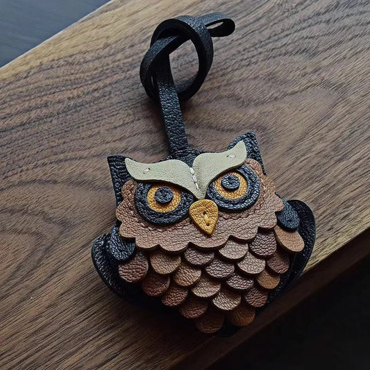 Handcrafted Owl Leather Bag Charm | Keychain | Premium Quality | Unique and Sophisticated Design - Tomlynam