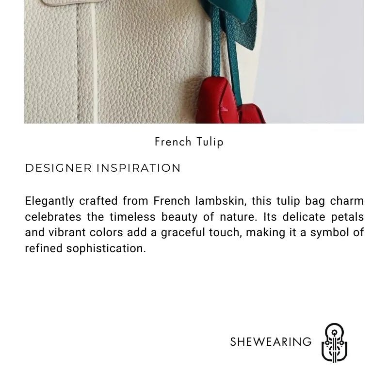 Handcrafted Pink Tulip Bag Charm in Premium French Lambskin – Elegant Floral Design for Bags and Keys, Artisan - Made Gift for Her - Tomlynam
