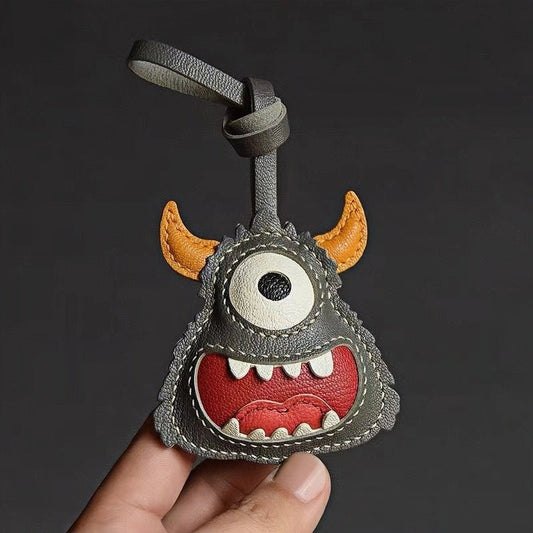 Handcrafted Playful Monster Bag Charm – French Full - Grain Goatskin, Creative Fun Design, Keychain and Bag Accessory, Perfect for Unique Gifting - Tomlynam