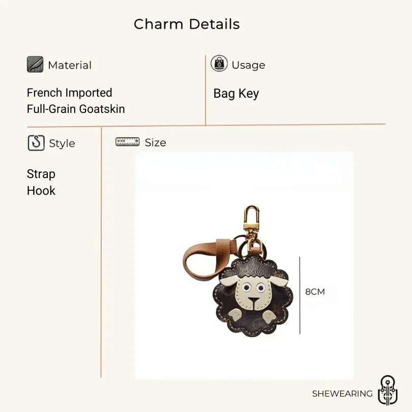 Handcrafted Sheep Leather Bag Charm – Vintage - Inspired Full - Grain Leather Keychain for Bags & Cars – Artisanal Gift for Men & Women - Tomlynam