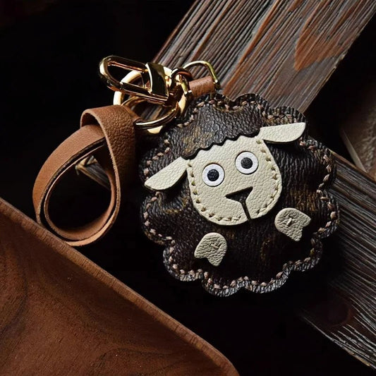 Handcrafted Sheep Leather Bag Charm – Vintage - Inspired Full - Grain Leather Keychain for Bags & Cars – Artisanal Gift for Men & Women - Tomlynam
