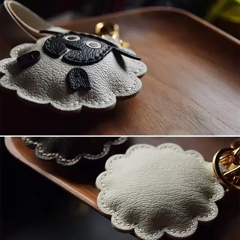 Handcrafted Sheep Leather Bag Charm – Vintage - Inspired Full - Grain Leather Keychain for Bags & Cars – Artisanal Gift for Men & Women - Tomlynam