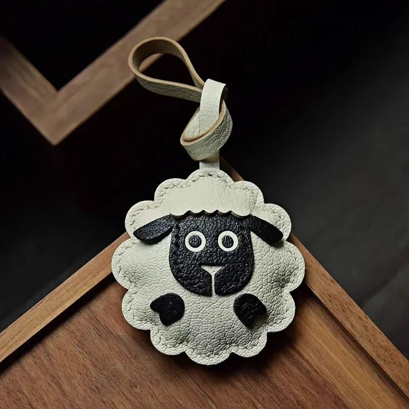 Handcrafted Sheep Leather Bag Charm – Vintage - Inspired Full - Grain Leather Keychain for Bags & Cars – Artisanal Gift for Men & Women - Tomlynam