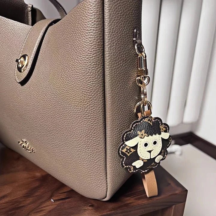Handcrafted Sheep Leather Bag Charm – Vintage - Inspired Full - Grain Leather Keychain for Bags & Cars – Artisanal Gift for Men & Women - Tomlynam