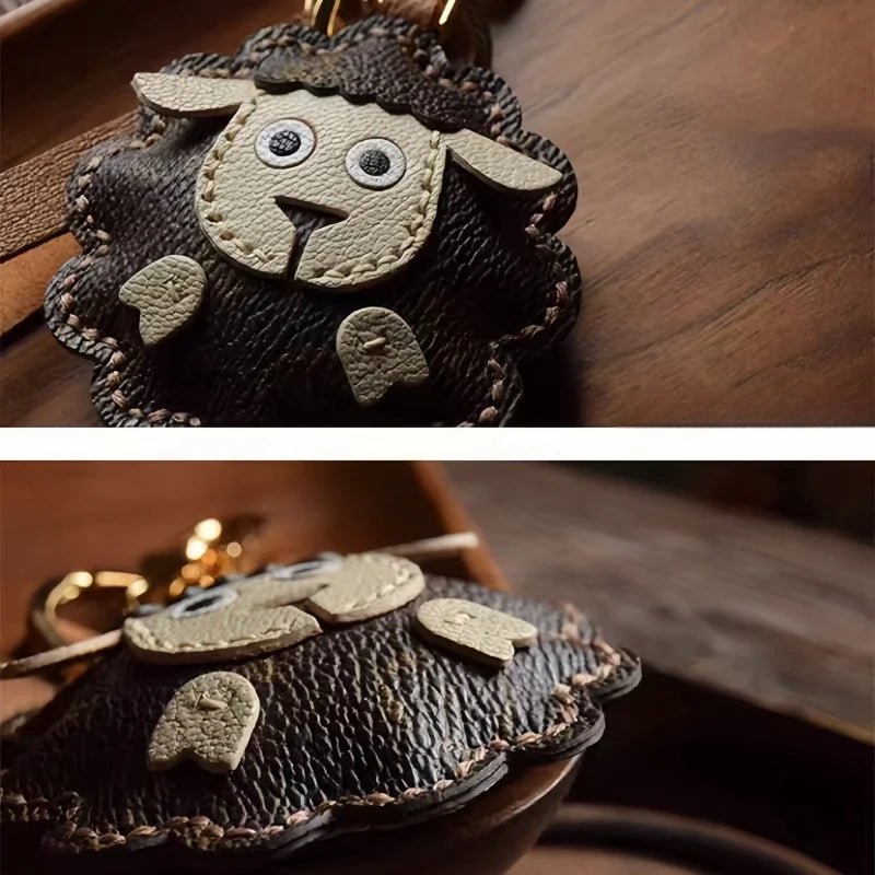 Handcrafted Sheep Leather Bag Charm – Vintage - Inspired Full - Grain Leather Keychain for Bags & Cars – Artisanal Gift for Men & Women - Tomlynam