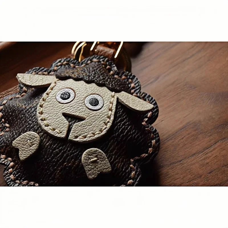 Handcrafted Sheep Leather Bag Charm – Vintage - Inspired Full - Grain Leather Keychain for Bags & Cars – Artisanal Gift for Men & Women - Tomlynam