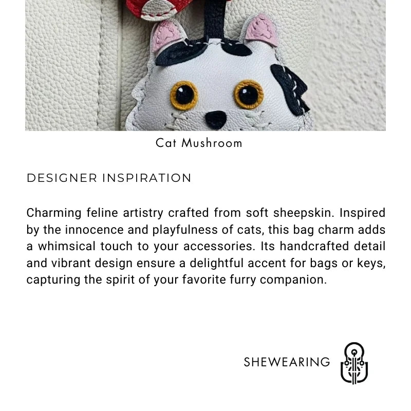 Handcrafted Sheepskin Cat Bag Charm – Adorable Key Accessory for Pet Lovers - Tomlynam
