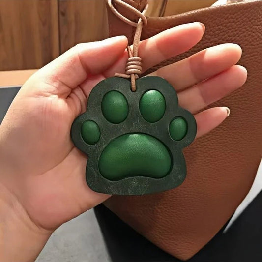 Handcrafted Vegetable - Tanned Leather Paw Charm – Cat & Dog Paw Bag Charm, Unique Gift for Pet Lovers - Tomlynam