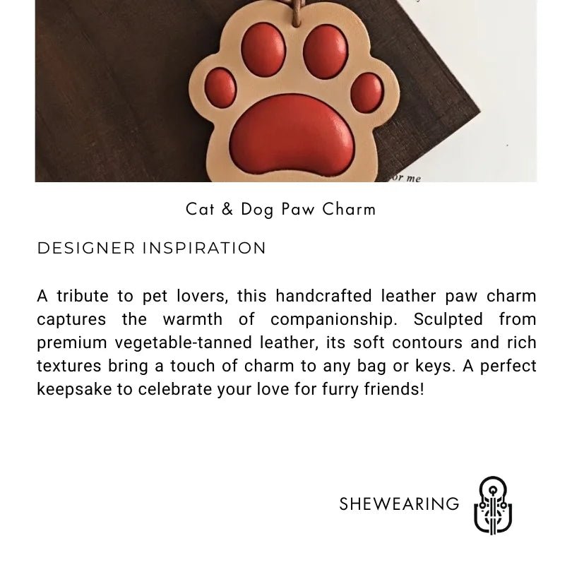 Handcrafted Vegetable - Tanned Leather Paw Charm – Cat & Dog Paw Bag Charm, Unique Gift for Pet Lovers - Tomlynam