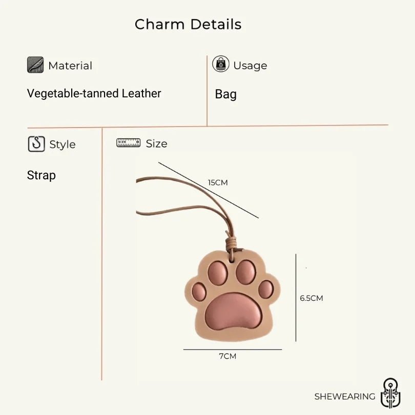 Handcrafted Vegetable - Tanned Leather Paw Charm – Cat & Dog Paw Bag Charm, Unique Gift for Pet Lovers - Tomlynam
