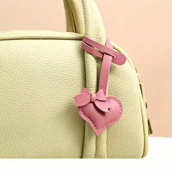 Heart - Shaped Bow Tie Leather Bag Charm | Minimalist Design | Handcrafted | Versatile and Elegant Gift - Tomlynam