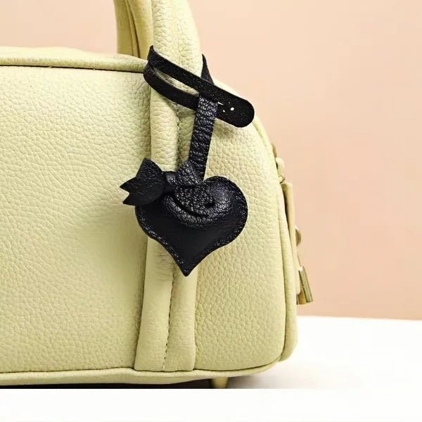 Heart - Shaped Bow Tie Leather Bag Charm | Minimalist Design | Handcrafted | Versatile and Elegant Gift - Tomlynam