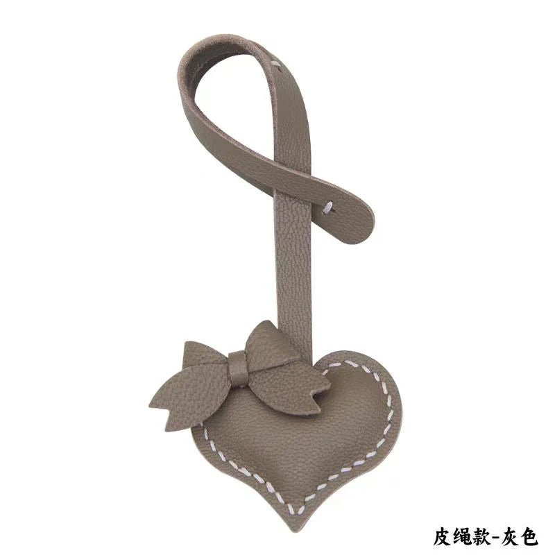 Heart - Shaped Bow Tie Leather Bag Charm | Minimalist Design | Handcrafted | Versatile and Elegant Gift - Tomlynam