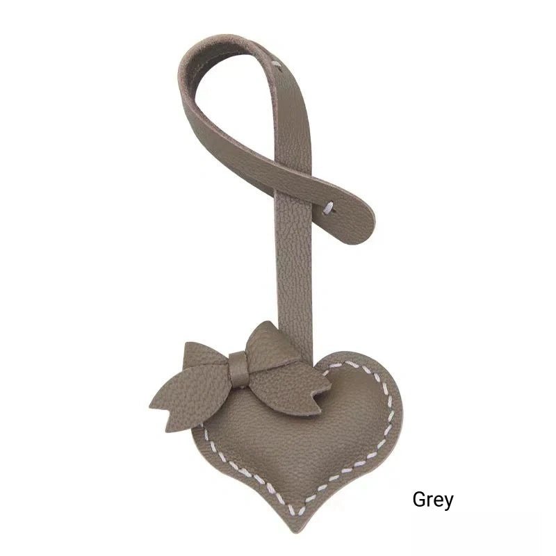 Heart - Shaped Bow Tie Leather Bag Charm | Minimalist Design | Handcrafted | Versatile and Elegant Gift - Tomlynam