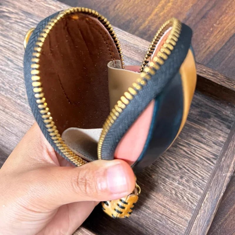 Hot Air Balloon Leather Bag Charm – Handmade Full - Grain Cowhide Keychain Pendant | Creative Zipper Pouch for Car & Purse Decoration - Tomlynam