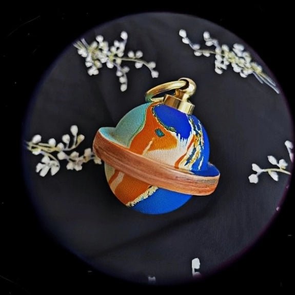 Landing Planet Bell Bag Charm Handcrafted Full - Grain Leather, Bell - Shaped Planetary Charm for Keys or Bags, Unique Gift for All - Tomlynam