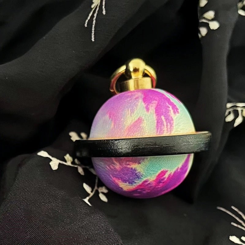 Landing Planet Bell Bag Charm Handcrafted Full - Grain Leather, Bell - Shaped Planetary Charm for Keys or Bags, Unique Gift for All - Tomlynam