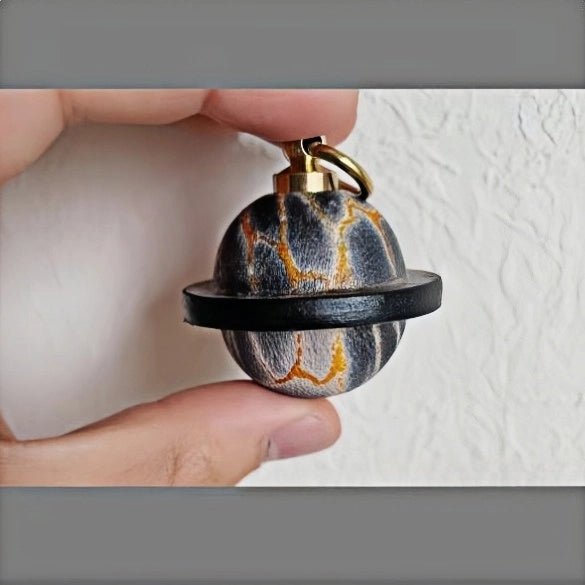 Landing Planet Bell Bag Charm Handcrafted Full - Grain Leather, Bell - Shaped Planetary Charm for Keys or Bags, Unique Gift for All - Tomlynam