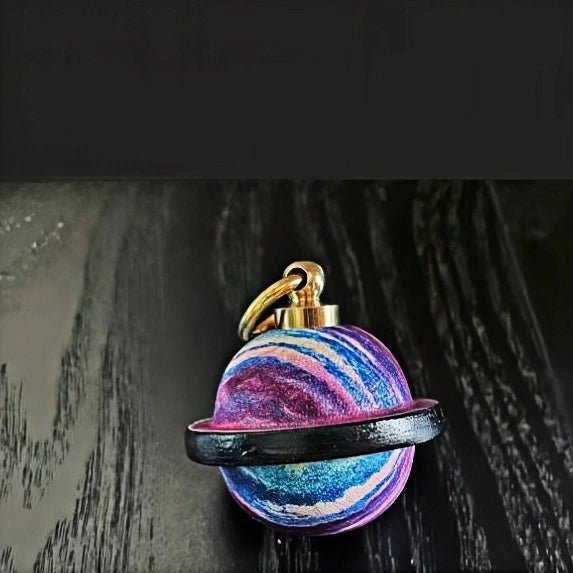 Landing Planet Bell Bag Charm Handcrafted Full - Grain Leather, Bell - Shaped Planetary Charm for Keys or Bags, Unique Gift for All - Tomlynam