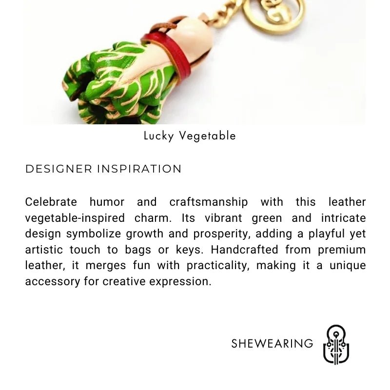 Leather Cabbage Charm – Fun Vegetable Bag Accessory, Full - Grain Cowhide, Keychain and Bookmark, Creative Design for Everyday Use - Tomlynam