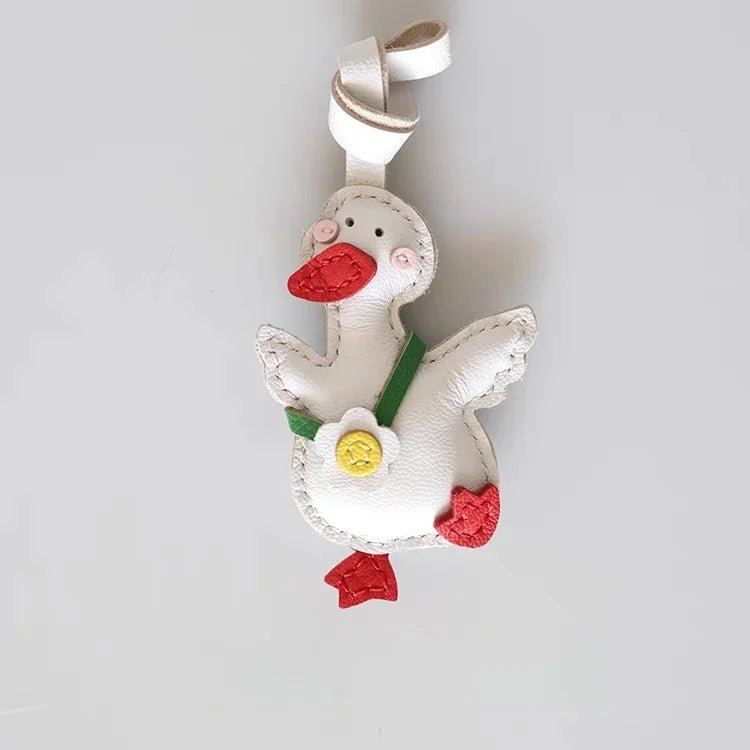 Lucky Duck Leather Bag Charm – Handcrafted Genuine Leather Pendant | Cute Car Accessory | Cheer - Up Gift for Friends - Tomlynam