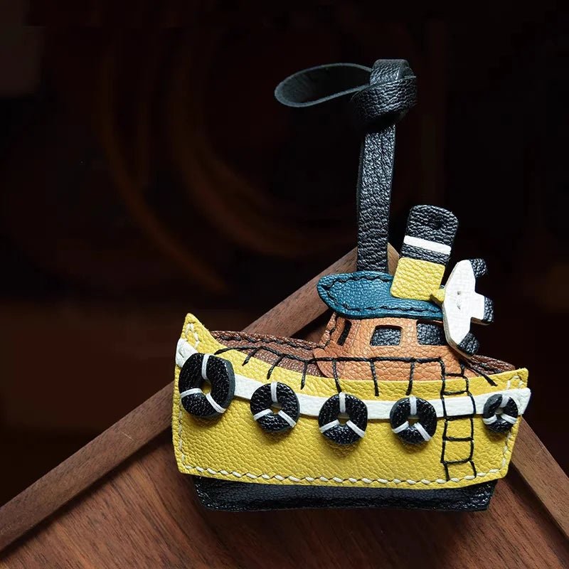 May Flower Handmade Leather Boat Charm – Original Designer Keychain for Bags & Cars | Nautical - Inspired Accessory | Artisanal Gift for Women - Tomlynam