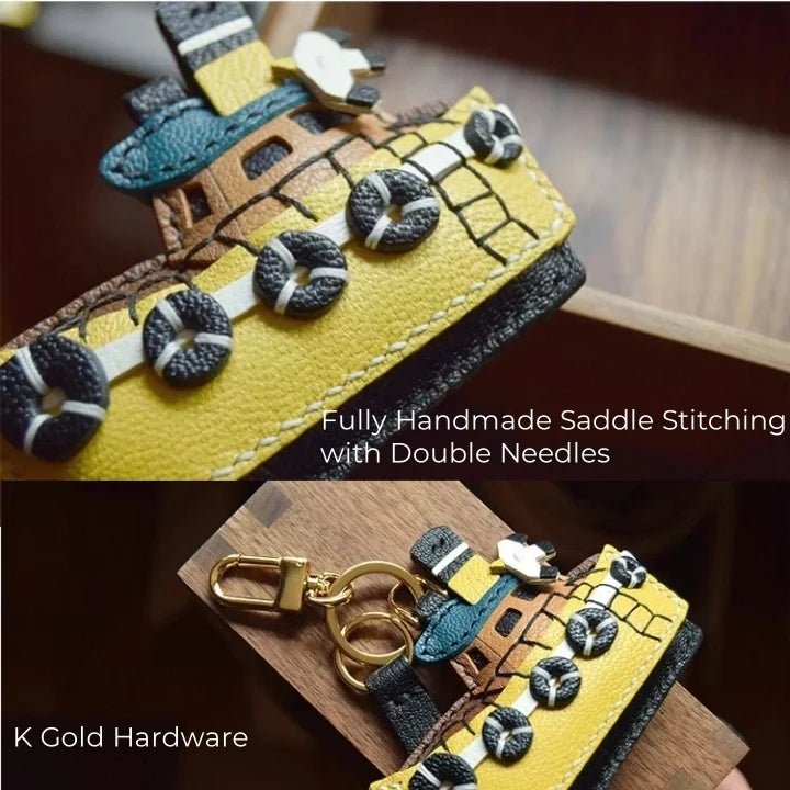 May Flower Handmade Leather Boat Charm – Original Designer Keychain for Bags & Cars | Nautical - Inspired Accessory | Artisanal Gift for Women - Tomlynam