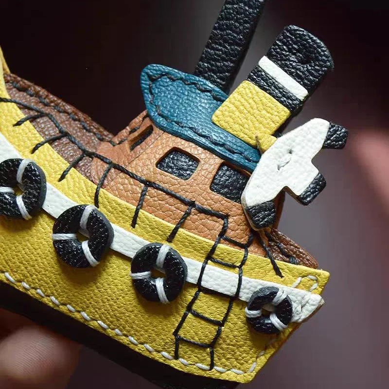 May Flower Handmade Leather Boat Charm – Original Designer Keychain for Bags & Cars | Nautical - Inspired Accessory | Artisanal Gift for Women - Tomlynam