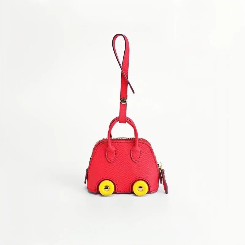 Mini Bag Charm – Vintage Car Design Full - Grain Leather Key Accessory - Tomlynam
