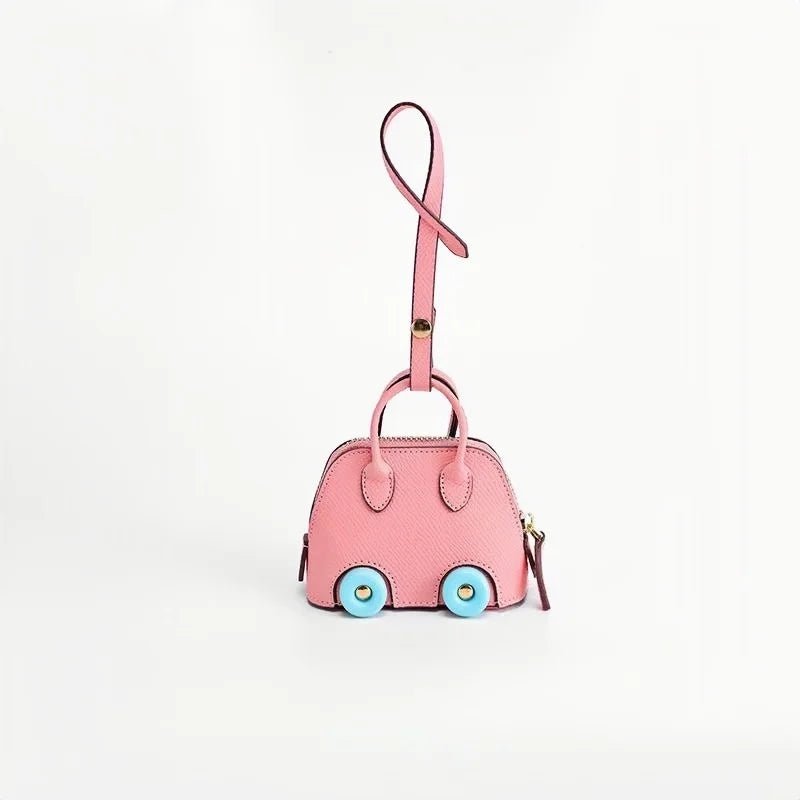 Mini Bag Charm – Vintage Car Design Full - Grain Leather Key Accessory - Tomlynam