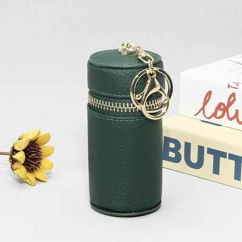 Mini Leather Lipstick & Storage Bag Charm – Handmade Top - Grain Leather Keychain | Multifunctional Coin, Earphone, & Small Accessories Holder - Tomlynam