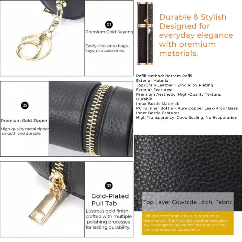 Mini Leather Lipstick & Storage Bag Charm – Handmade Top - Grain Leather Keychain | Multifunctional Coin, Earphone, & Small Accessories Holder - Tomlynam