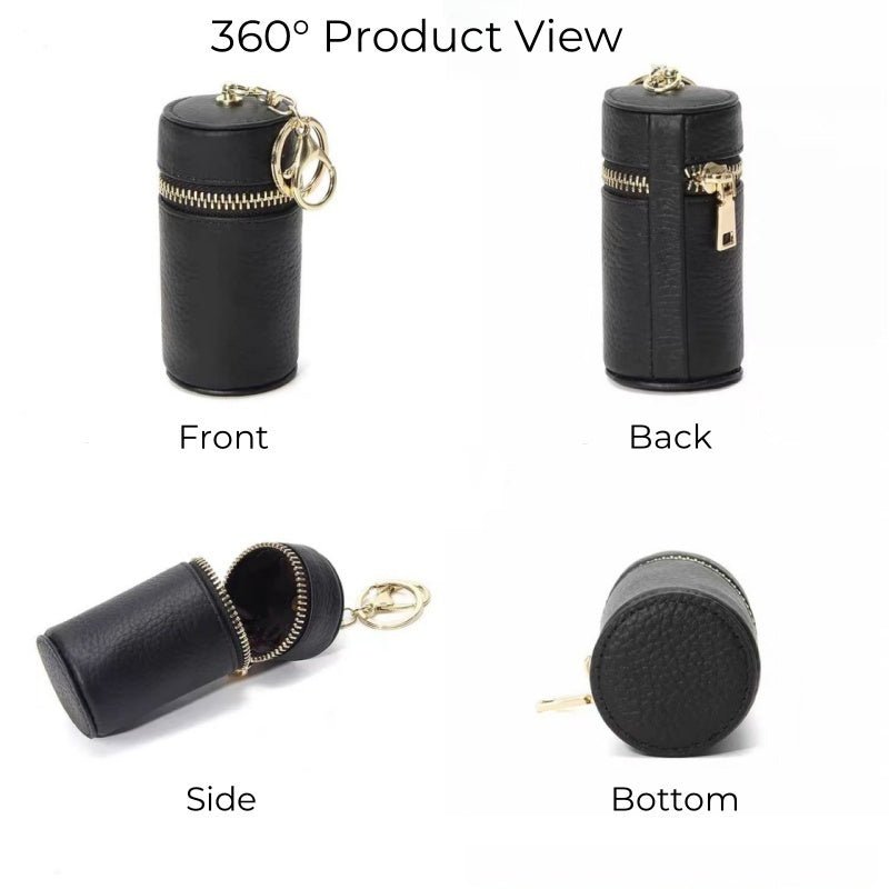 Mini Leather Lipstick & Storage Bag Charm – Handmade Top - Grain Leather Keychain | Multifunctional Coin, Earphone, & Small Accessories Holder - Tomlynam