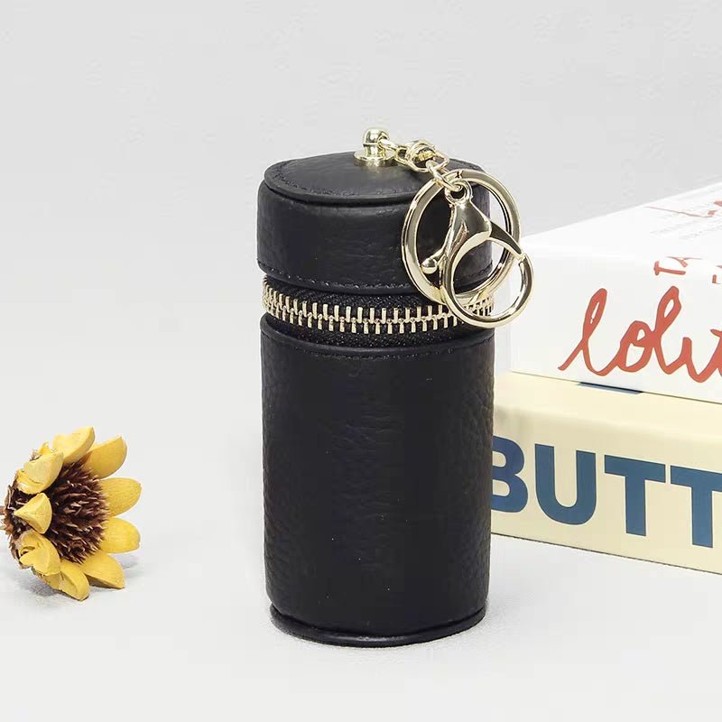 Mini Leather Lipstick & Storage Bag Charm – Handmade Top - Grain Leather Keychain | Multifunctional Coin, Earphone, & Small Accessories Holder - Tomlynam