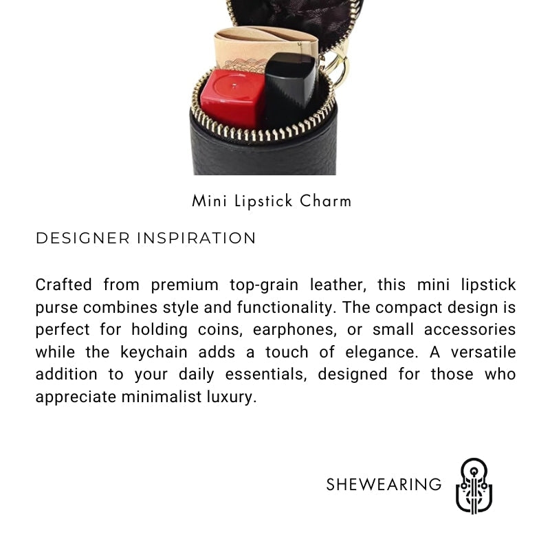 Mini Leather Lipstick & Storage Bag Charm – Handmade Top - Grain Leather Keychain | Multifunctional Coin, Earphone, & Small Accessories Holder - Tomlynam