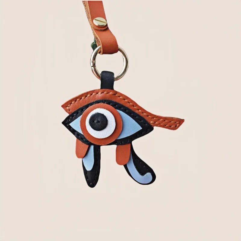 Mystic Eye of Horus Leather Bag Charm – Handmade Full - Grain Goatskin Keychain | Egyptian Protection Talisman | Lucky Pendant for Handbags - Tomlynam