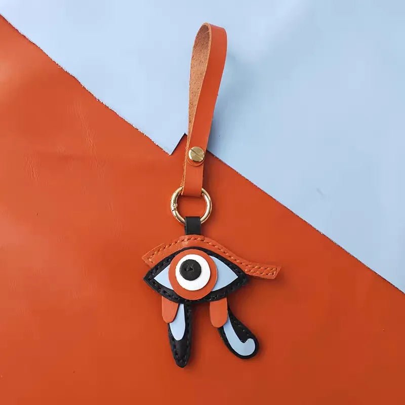 Mystic Eye of Horus Leather Bag Charm – Handmade Full - Grain Goatskin Keychain | Egyptian Protection Talisman | Lucky Pendant for Handbags - Tomlynam