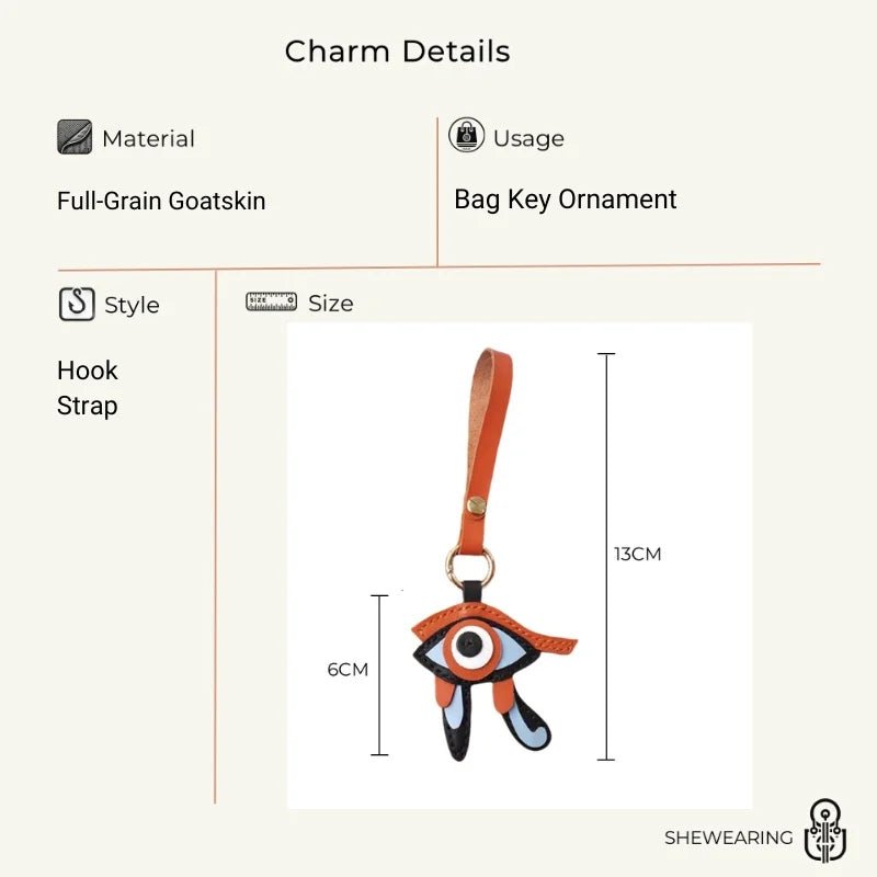 Mystic Eye of Horus Leather Bag Charm – Handmade Full - Grain Goatskin Keychain | Egyptian Protection Talisman | Lucky Pendant for Handbags - Tomlynam