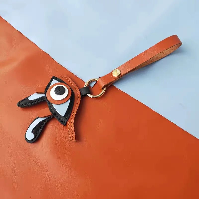 Mystic Eye of Horus Leather Bag Charm – Handmade Full - Grain Goatskin Keychain | Egyptian Protection Talisman | Lucky Pendant for Handbags - Tomlynam