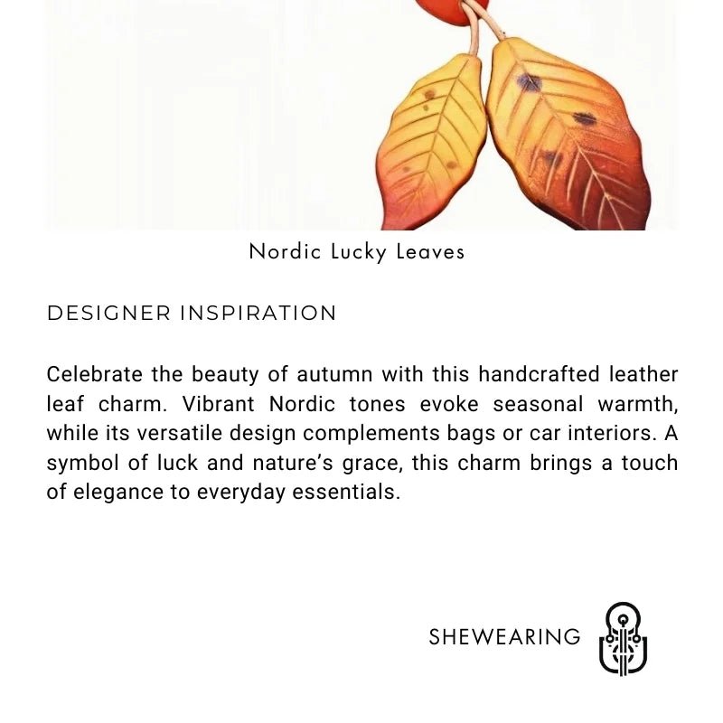 Nordic Lucky Leaves Leather Charm – Handcrafted Genuine Cowhide Leaf Bag Charm, Car Ornament, and Bookmark Accessory - Tomlynam