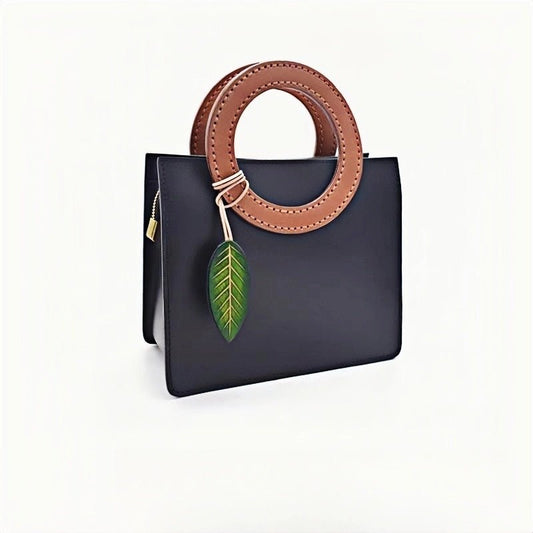 Nordic Minimalist Leaf Charm – Genuine Full - Grain Cowhide, Handcrafted Bag Accessory, Bookmark, Elegant Art Gift - Tomlynam