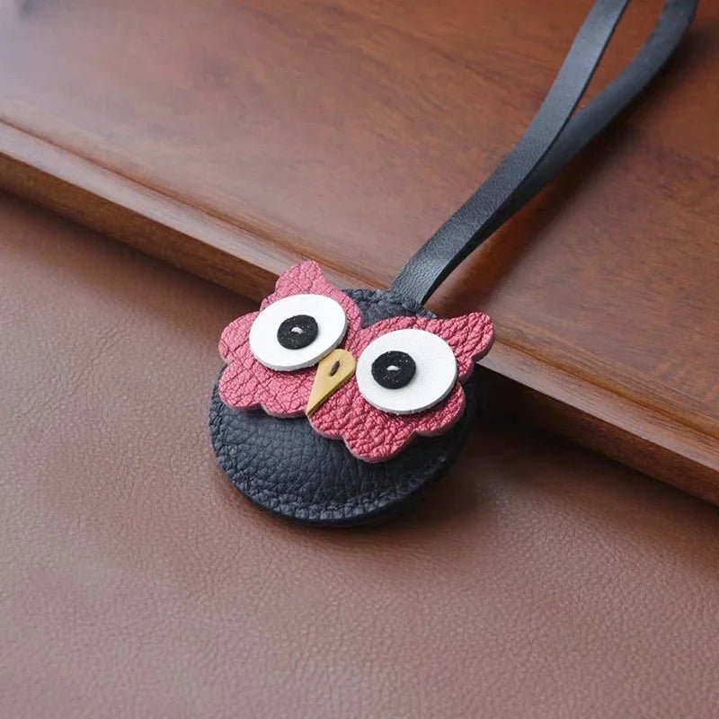 Nordic Owl Leather Bag Charm – Handmade Full - Grain Leather Keychain | Symbol of Wisdom & Protection | Backpack & Handbag Pendant - Tomlynam
