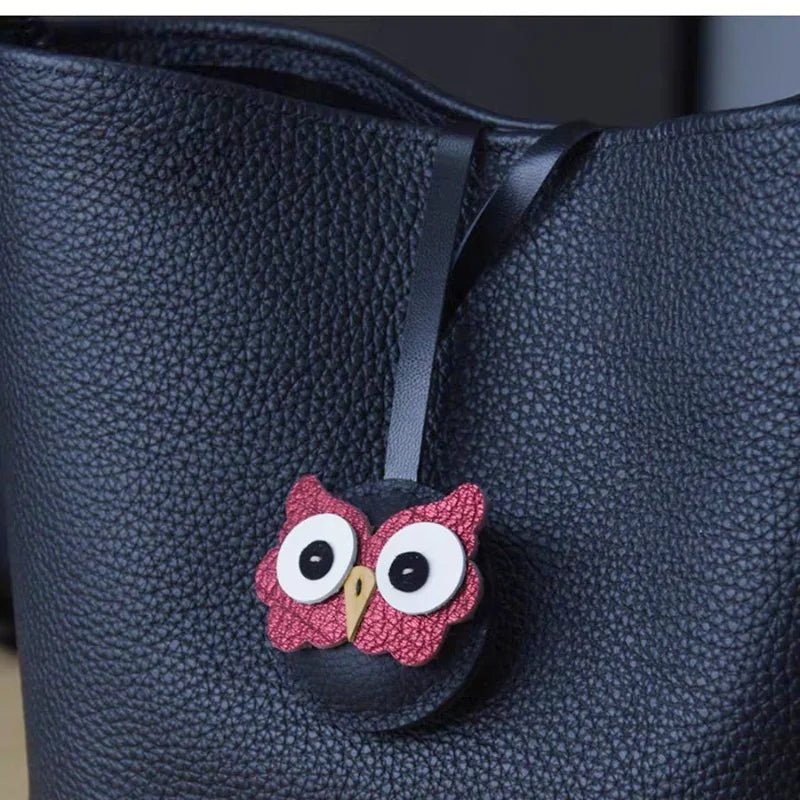 Nordic Owl Leather Bag Charm – Handmade Full - Grain Leather Keychain | Symbol of Wisdom & Protection | Backpack & Handbag Pendant - Tomlynam