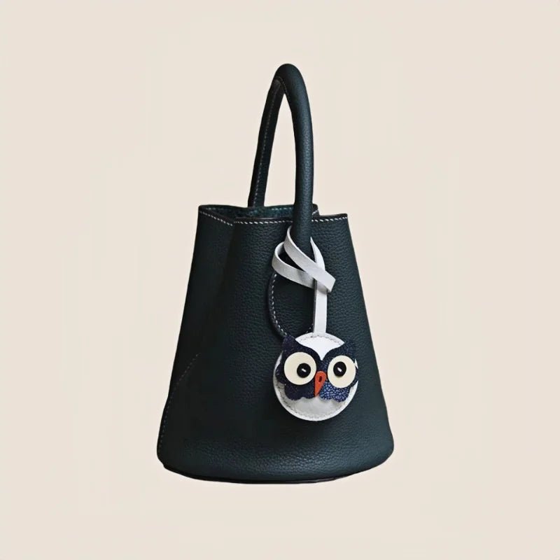 Nordic Owl Leather Bag Charm – Handmade Full - Grain Leather Keychain | Symbol of Wisdom & Protection | Backpack & Handbag Pendant - Tomlynam